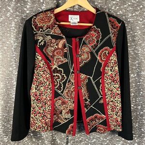 K Studio Floral Paisley‎ Pattern Cardigan Sweater Jacket
